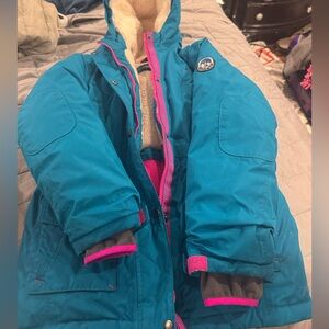 Lands' End Teal Jacket with Pink Details